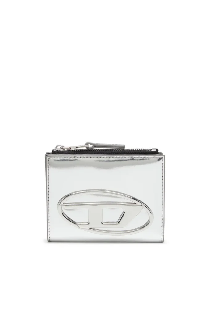 1DR bi-fold zip ii Oval D logolu iki katlı deri cüzdan
