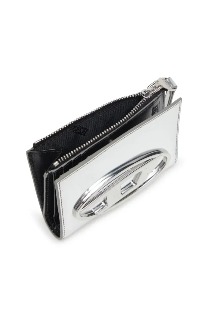 1DR bi-fold zip ii Oval D logolu iki katlı deri cüzdan