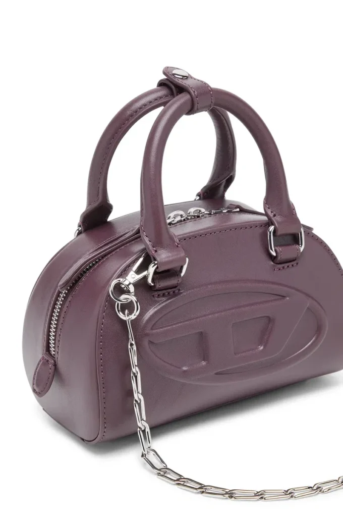 1dr dome crossbody 1DR Dome-Mini bowling çanta, bordo deri
