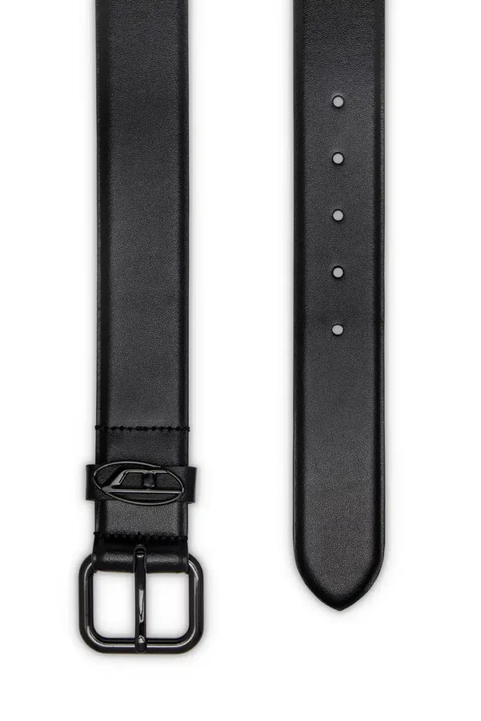 b-1dr oval d halka 3,9 cm logo plakalı süslemeli deri kemer