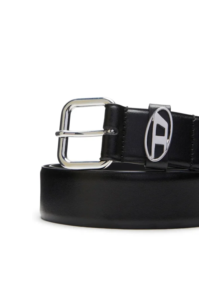 b-1dr oval d halka 3,9 cm logo plakalı süslemeli deri kemer