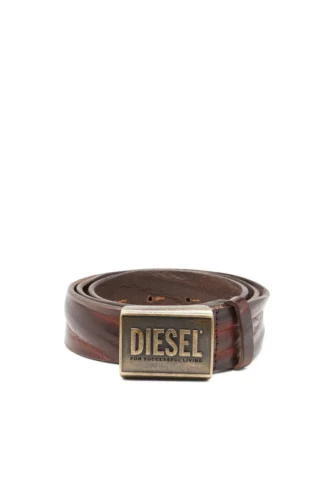 b-metal biscotto Deri kemer 4 cm, logo plakalı