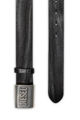 b-metal biscotto Deri kemer 4 cm, logo plakalı
