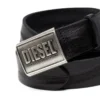 b-metal biscotto Deri kemer 4 cm, logo plakalı