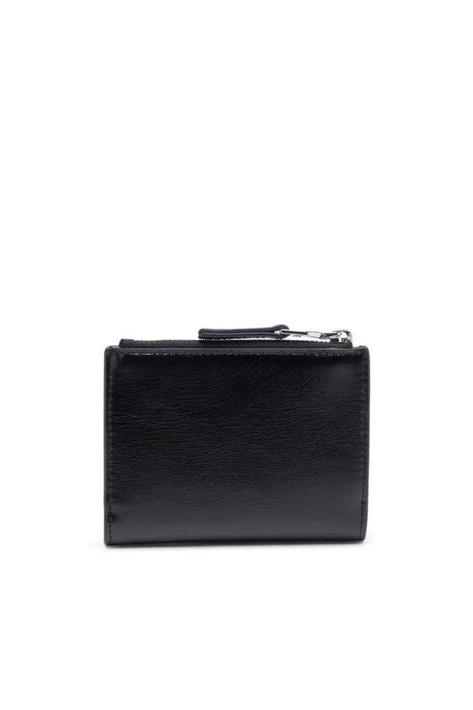 bi-fold zip ii Kabartmalı zincir motifli deri cüzdan