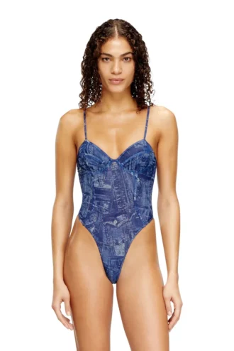 bridget-dnm Denim efektli file bodysuit