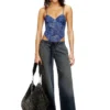 bridget-dnm Denim efektli file bodysuit