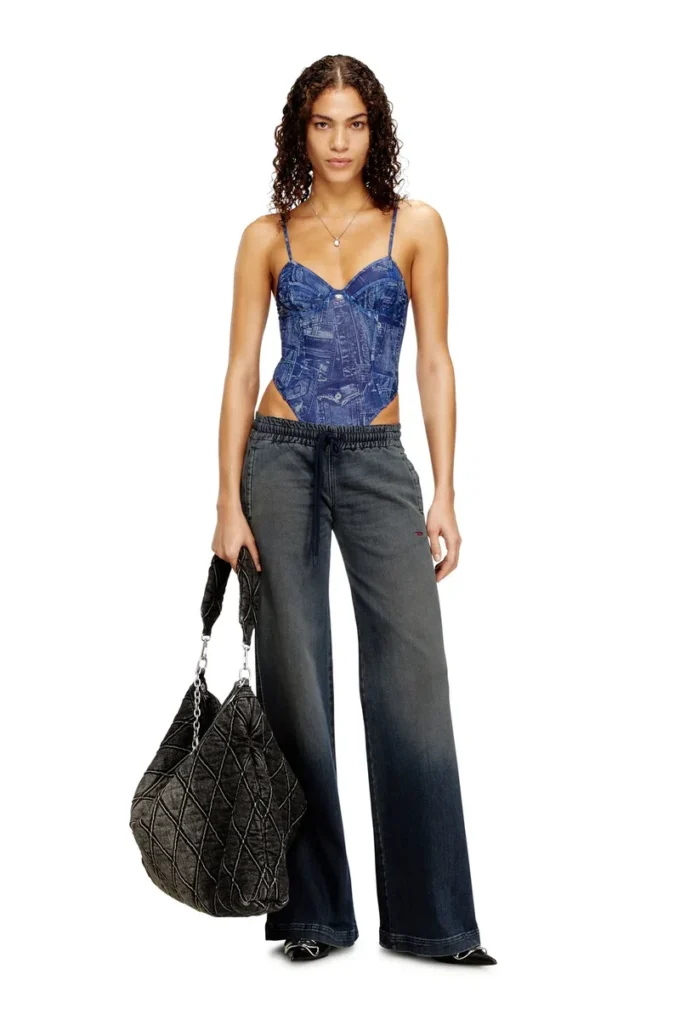 bridget-dnm Denim efektli file bodysuit