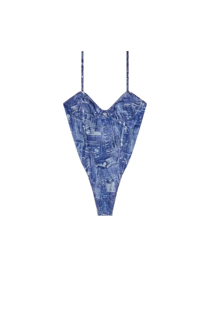 bridget-dnm Denim efektli file bodysuit