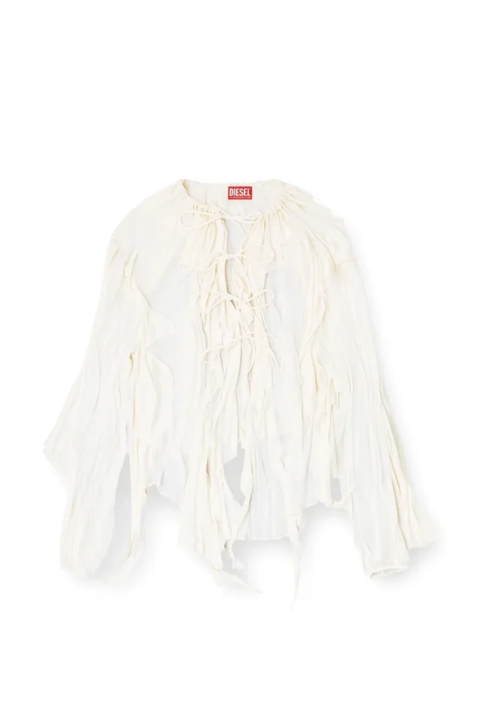 c-lassy Kırışık muslin flounce bluz