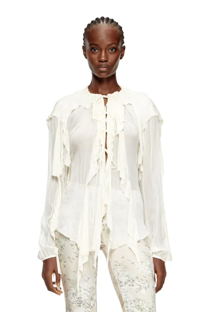 c-lassy Kırışık muslin flounce bluz
