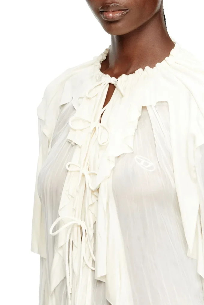 c-lassy Kırışık muslin flounce bluz