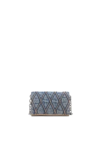 Charm-D cüzdan askısı Argyle kapitone denim cüzdan