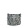 charm-d kova çanta Argyle kapitone denim Charm-D S-Mini kova çanta