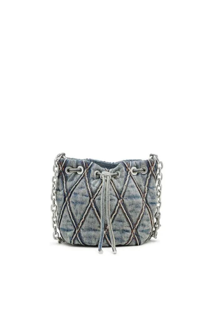 charm-d kova çanta Argyle kapitone denim Charm-D S-Mini kova çanta