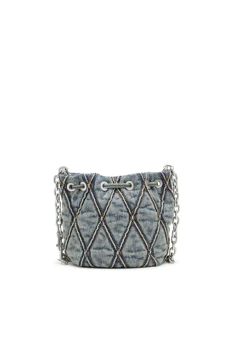 charm-d kova çanta Argyle kapitone denim Charm-D S-Mini kova çanta