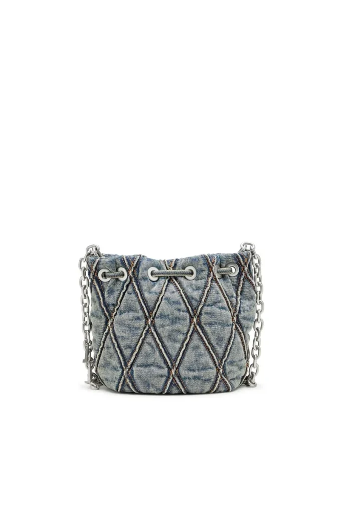charm-d kova çanta Argyle kapitone denim Charm-D S-Mini kova çanta