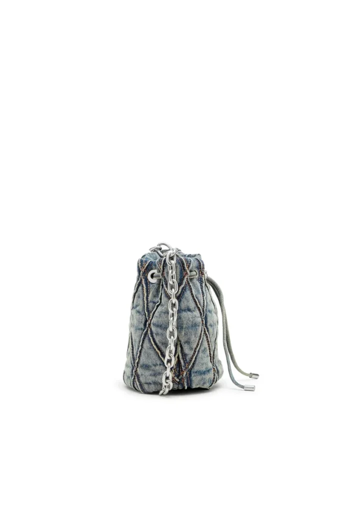 charm-d kova çanta Argyle kapitone denim Charm-D S-Mini kova çanta