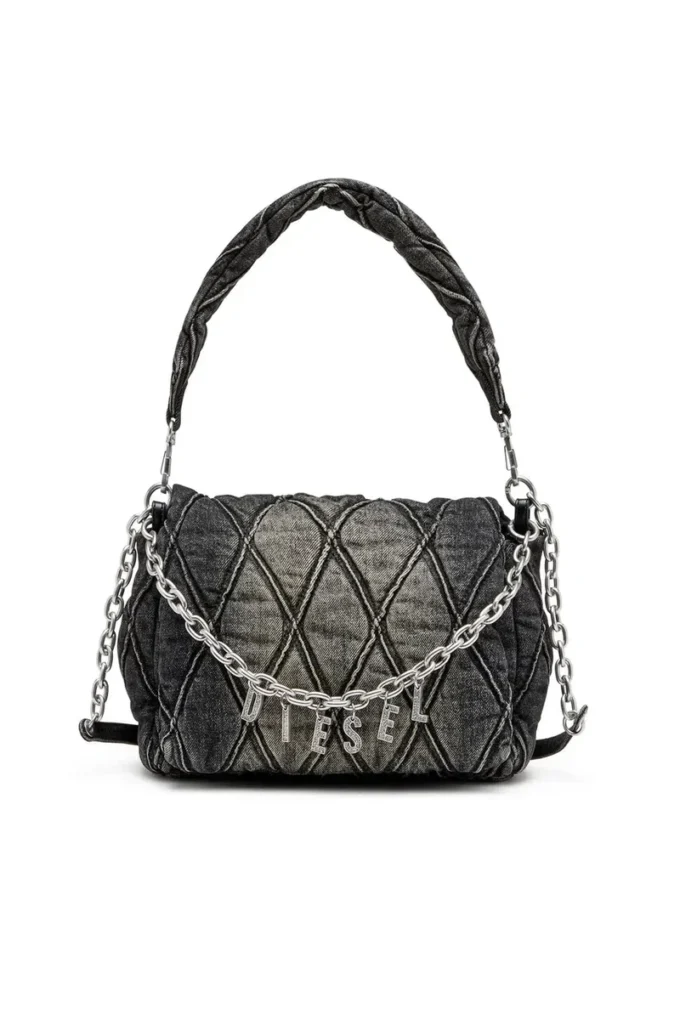 charm-d omuz çantası Charm-D M-Omuz çantası, kapitone denim