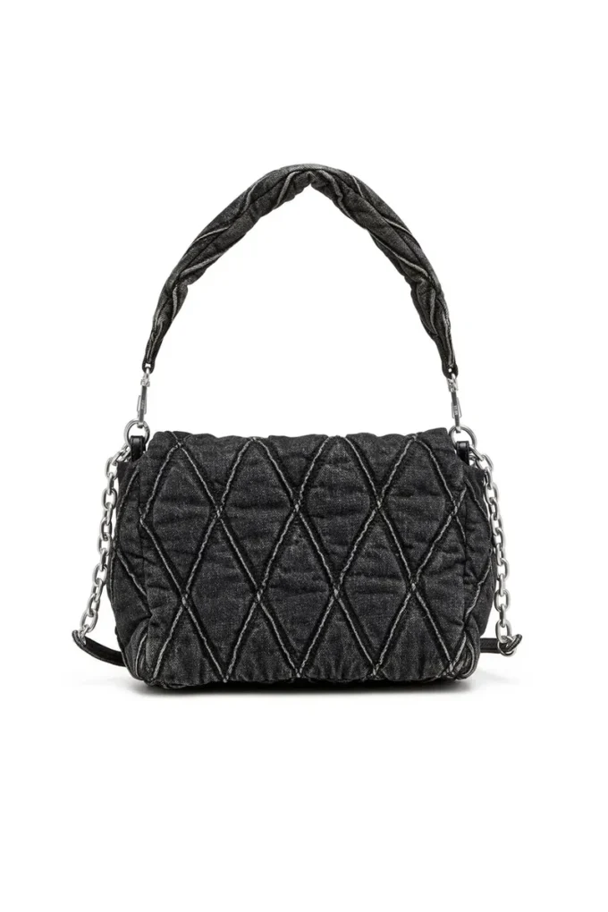 charm-d omuz çantası Charm-D M-Omuz çantası, kapitone denim
