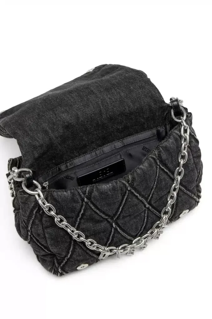 charm-d omuz çantası Charm-D M-Omuz çantası, kapitone denim