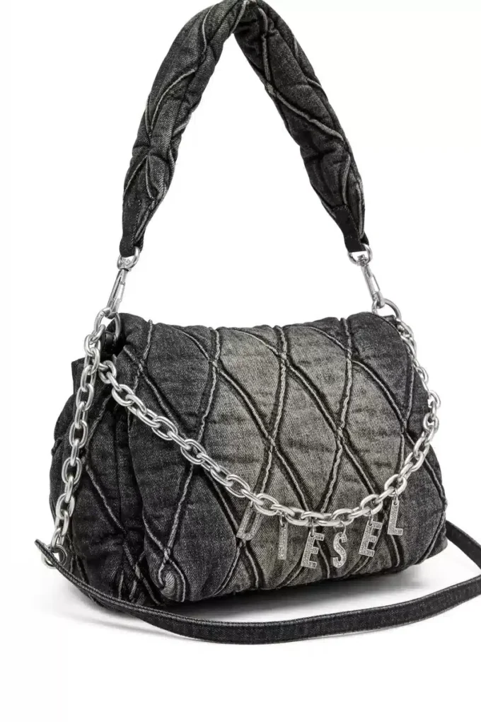 charm-d omuz çantası Charm-D M-Omuz çantası, kapitone denim