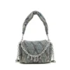 charm-d omuz çantası Charm-D S-Küçük kapitone denim el çantası