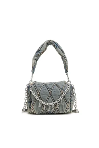 charm-d omuz çantası Charm-D S-Küçük kapitone denim el çantası