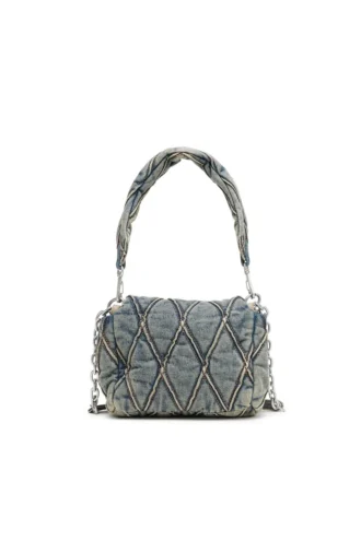 charm-d omuz çantası Charm-D S-Küçük kapitone denim el çantası