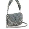 charm-d omuz çantası Charm-D S-Küçük kapitone denim el çantası