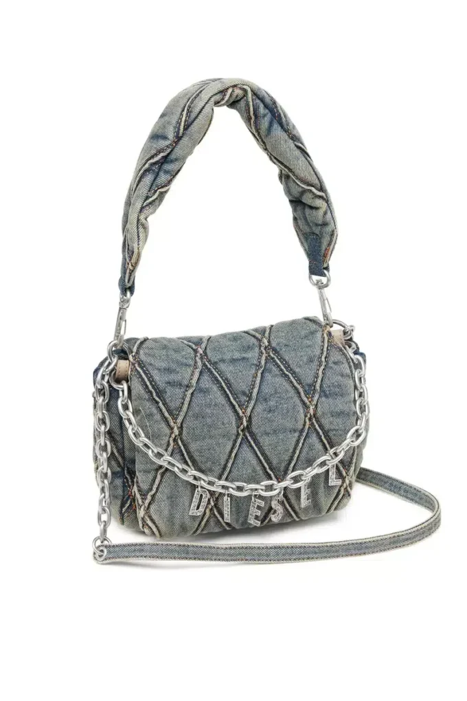 charm-d omuz çantası Charm-D S-Küçük kapitone denim el çantası