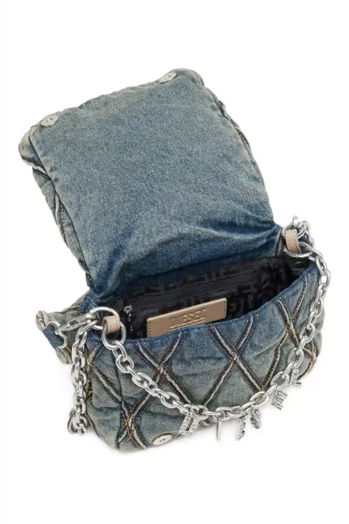 charm-d omuz çantası Charm-D S-Küçük kapitone denim el çantası