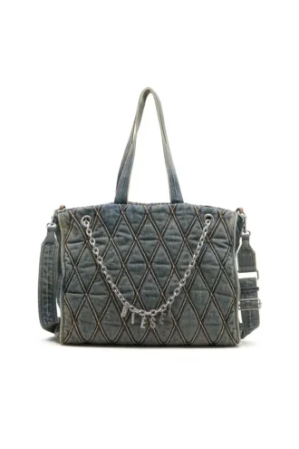 charm-d shopper Argyle kapitone denim Charm-D-Tote çanta