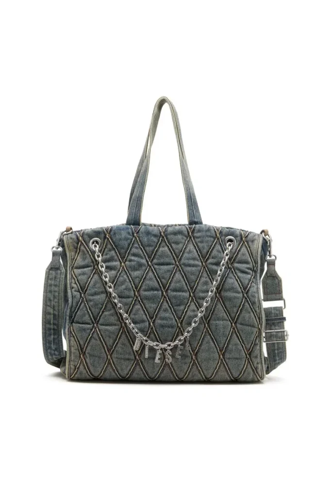 charm-d shopper Argyle kapitone denim Charm-D-Tote çanta