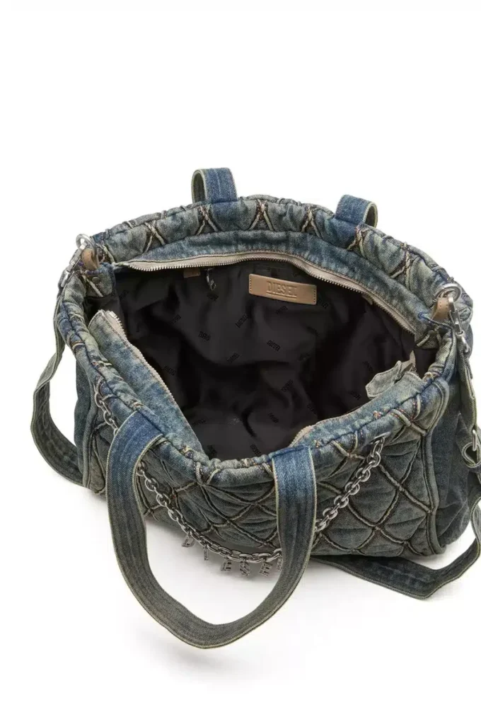 charm-d shopper Argyle kapitone denim Charm-D-Tote çanta