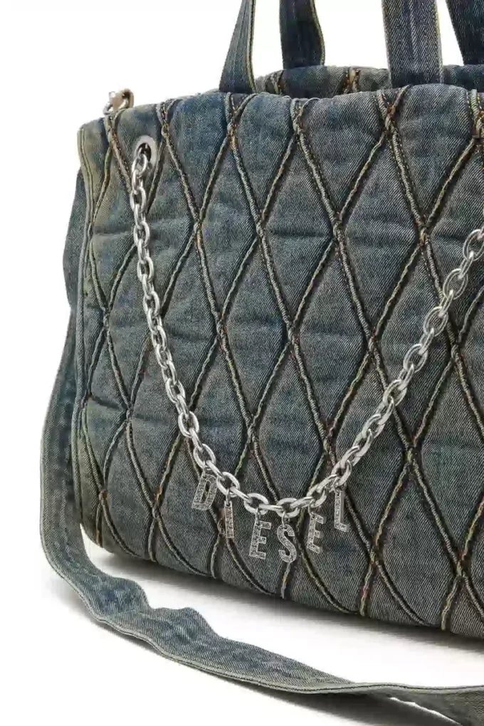 charm-d shopper Argyle kapitone denim Charm-D-Tote çanta