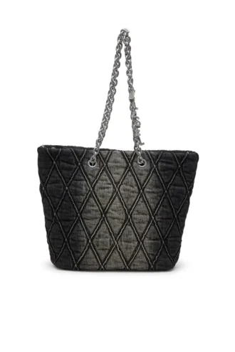 charm-d shopper m Charm-D-Tote çanta, kapitone denim