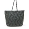 charm-d shopper m Charm-D-Tote çanta, kapitone denim