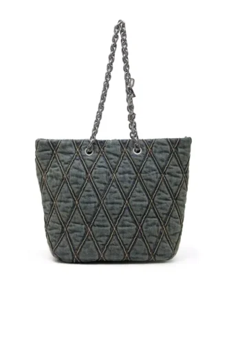 charm-d shopper m Charm-D-Tote çanta, kapitone denim