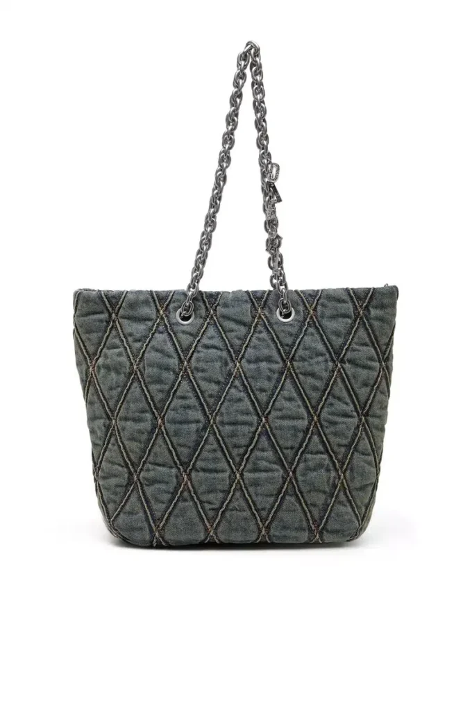 charm-d shopper m Charm-D-Tote çanta, kapitone denim