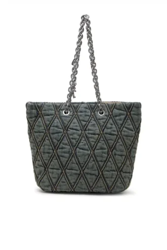 charm-d shopper m Charm-D-Tote çanta, kapitone denim