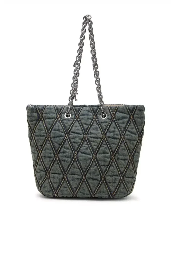 charm-d shopper m Charm-D-Tote çanta, kapitone denim