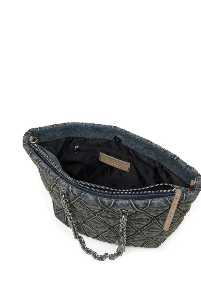 charm-d shopper m Charm-D-Tote çanta, kapitone denim