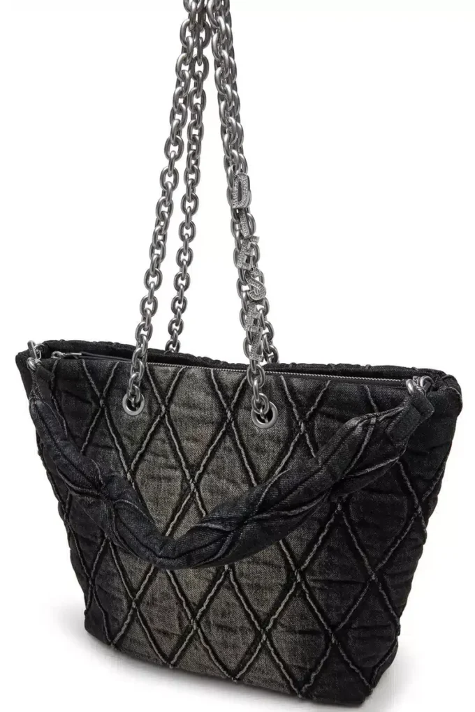 charm-d shopper m Charm-D-Tote çanta, kapitone denim