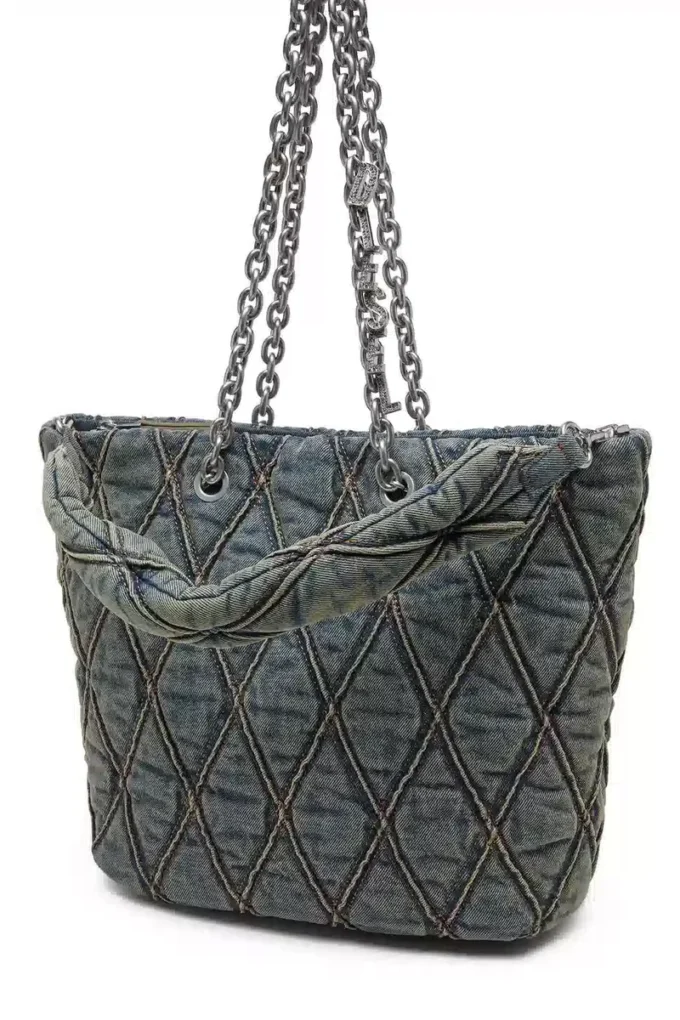 charm-d shopper m Charm-D-Tote çanta, kapitone denim