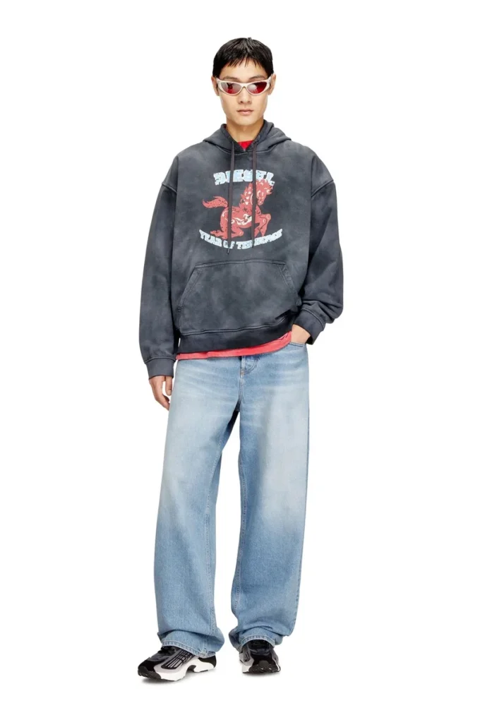 cl-s-boxt-hood-horse At grafiği baskılı kapüşonlu sweatshirt