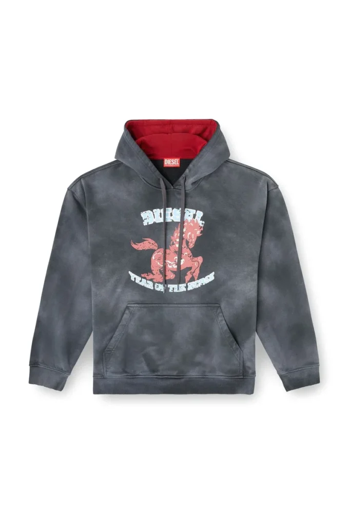 cl-s-boxt-hood-horse At grafiği baskılı kapüşonlu sweatshirt