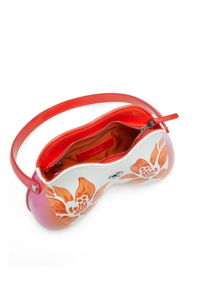 coconut bl_m çanta Lotus desenli Double-D-Glossy omuz çantası