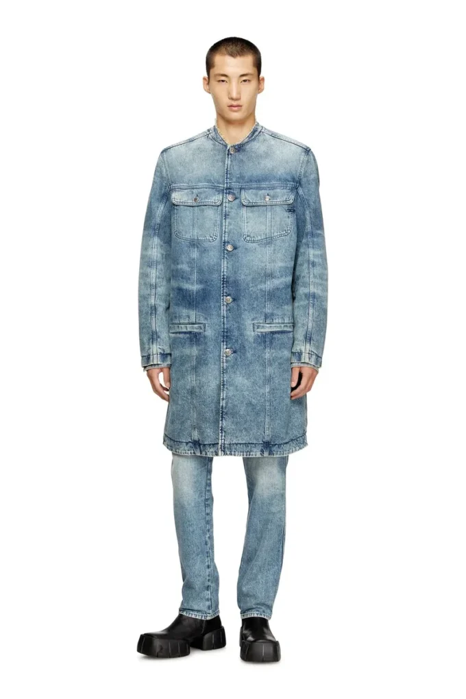 d-aberd-fsh1 Lazerle işlenmiş pamuk-kenevir denim ceket