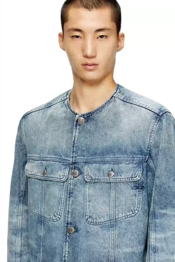 d-aberd-fsh1 Lazerle işlenmiş pamuk-kenevir denim ceket